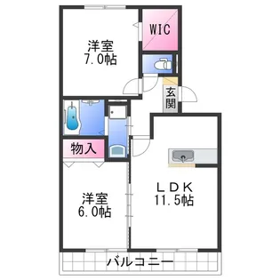 ファミリーメイト矢田B棟【1階】の間取り