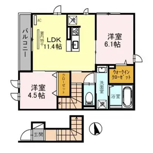 グランドソレーユ西浜【2階】の間取り