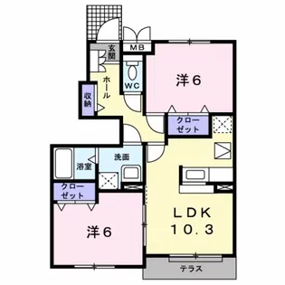 ミアマーユA【1階】の間取り
