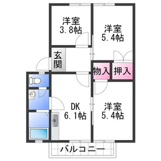 ハイツ森【2階】の間取り