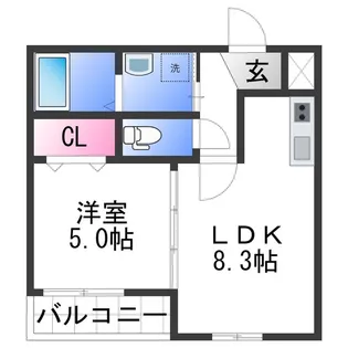 フジパレス中之島Ⅱ番館【1階】の間取り