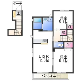 シャーメゾンラシュレ【2階】の間取り