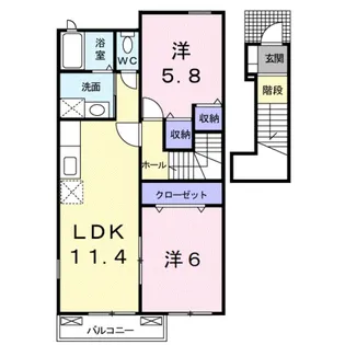 セレーノ・アルドーレ Ⅱ【2階】の間取り