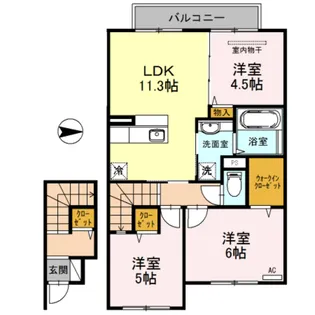 カーサ カンパーニャ【2階】の間取り