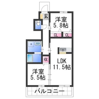シャーメゾン陽【1階】の間取り
