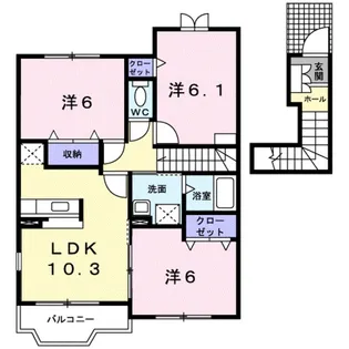 メリー・プラッツ Ⅱ【2階】の間取り