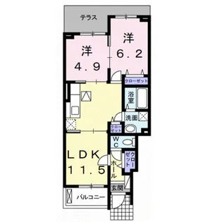 2LDKの間取り画像