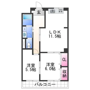 ハイツカドゼン【202号室】の間取り