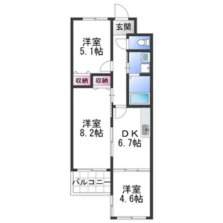 フォーチュネイト吹屋【3階】の間取り