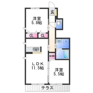 シャーメゾン陽【1階】の間取り