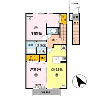 梟の杜コート B棟【2階】の間取り