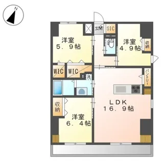 ワシンレジデンス【8階】の間取り