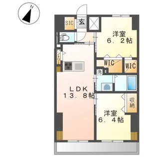 ワシンレジデンス【8階】の間取り