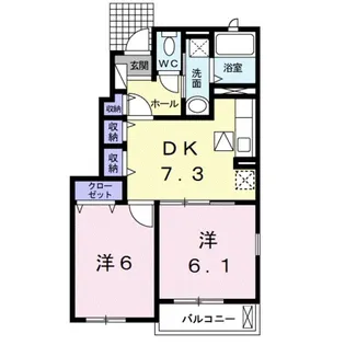 ブルーシエル浜の宮Ⅰ【1階】の間取り