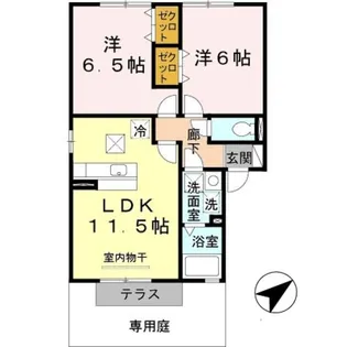 グリーンコート岩出 B棟【1階】の間取り