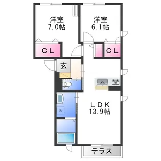 プロヌーブ今福Ⅱ A【1階】の間取り