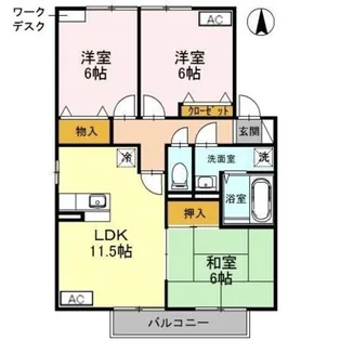 ハイツミモザ A棟【2階】の間取り