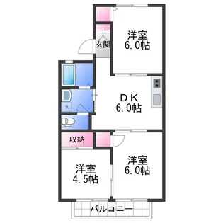 セジュール梅ノ木B棟【2階】の間取り