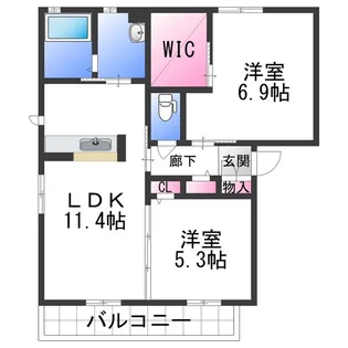 2LDKの間取り画像