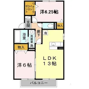 パイン テイル D棟【0201号室】の間取り