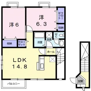 シャン・ド・フルールⅠ【0201号室】の間取り