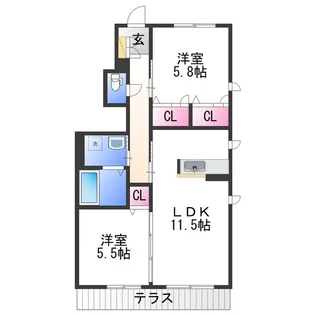 シャーメゾン西庄【1階】の間取り