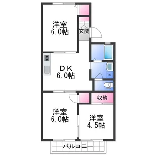 セジュール梅ノ木B棟【1階】の間取り
