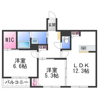 シャーメゾン中島【1階】の間取り