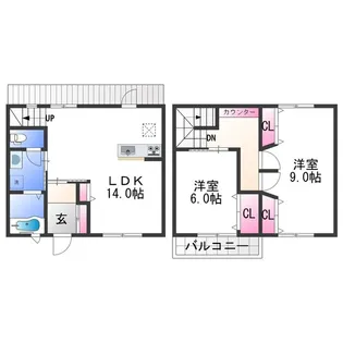ラフェリオ三葛【106号室】の間取り