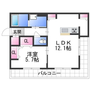 ベレオ昭和通り【202号室】の間取り
