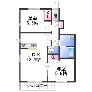 シャーメゾン浜の宮【1階】の間取り