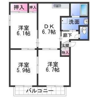 シャーメゾンくすの木【203号室】の間取り