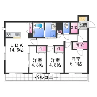 ベレオ広瀬【203号室】の間取り