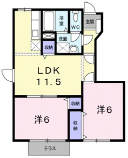 シェリジェ・ミムラⅠ【0102号室】の間取り