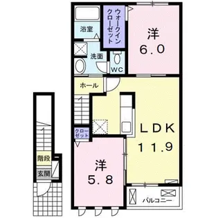 グレイスコートⅠ【2階】の間取り