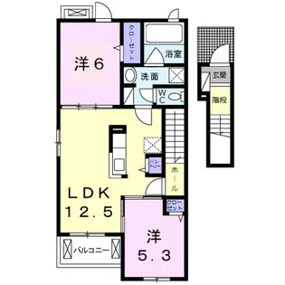グリーンフル六十谷Ⅳ【2階】の間取り