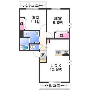 シャーメゾン岩出清水【201号室】の間取り