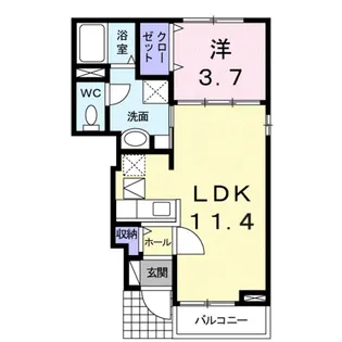 アヴェニール岩出Ⅰ【0105号室】の間取り