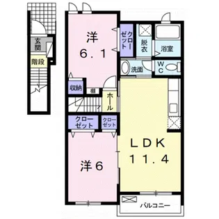 アルコバレーノ B【2階】の間取り