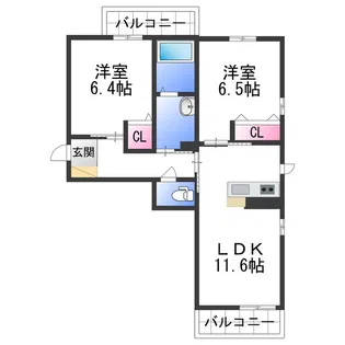 ベレオ西浜ハーモニーガーデン【301号室】の間取り