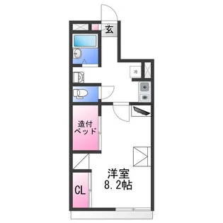 レオパレスサニーコートB【1階】の間取り