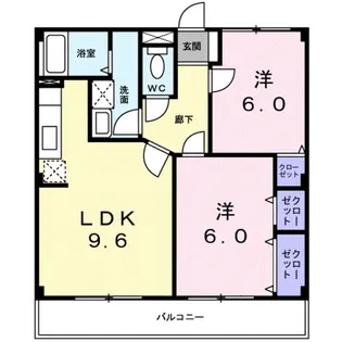 レジダンス・アンソレイエ【3階】の間取り