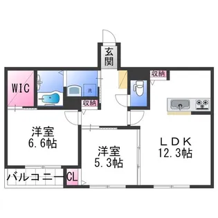 2LDKの間取り画像