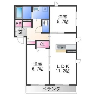 ベレオ La Spiaggia【1階】の間取り