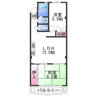 サンハイツ中之島【4階】の間取り
