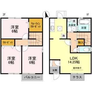 和歌山県和歌山市黒田【テラスハウス】の間取り