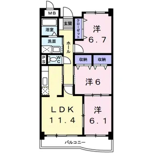 グラース アンジュⅠ【2階】の間取り