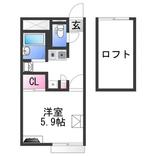レオパレスあきば【2階】の間取り