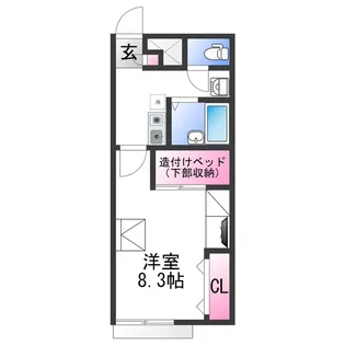 レオパレスぴゅあ【2階】の間取り