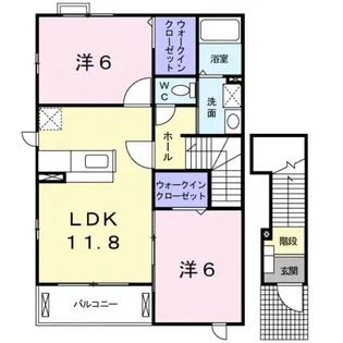 ヴァンクール貴志川Ⅱ【2階】の間取り